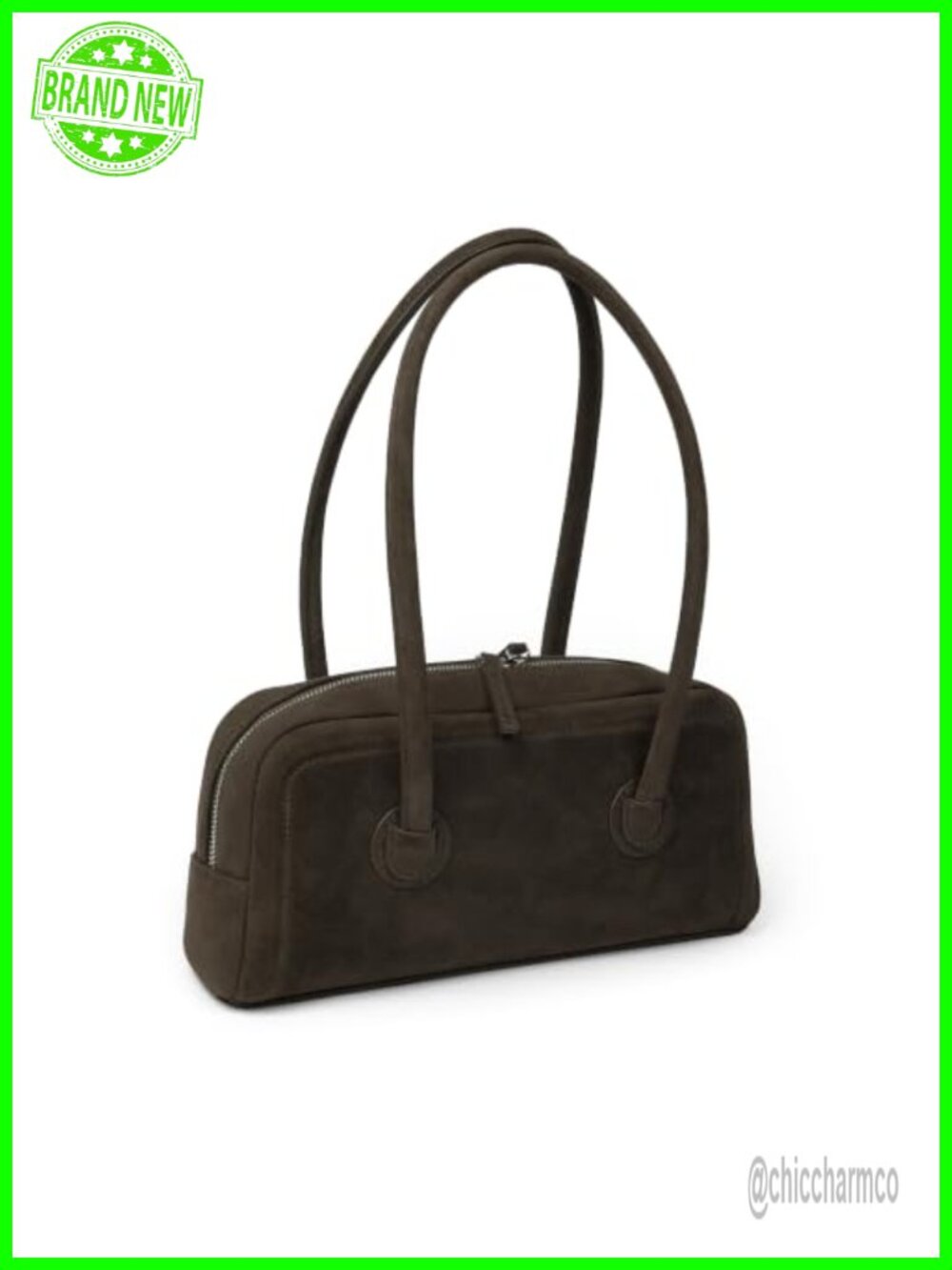 Minimalist Underarm Shoulder Bag Vegan Faux Leather Zip Closure Crossbody - Picture 3 of 6
